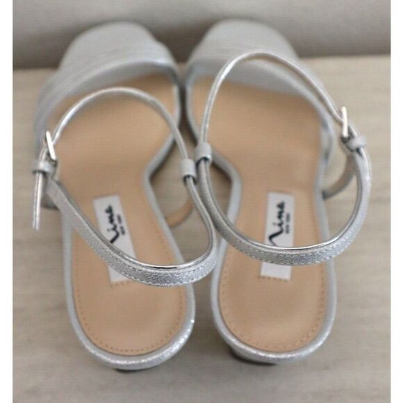 Nina Women's Sz 8M True Silver Metallic Beverly Strappy Heels - Picture 10 of 11